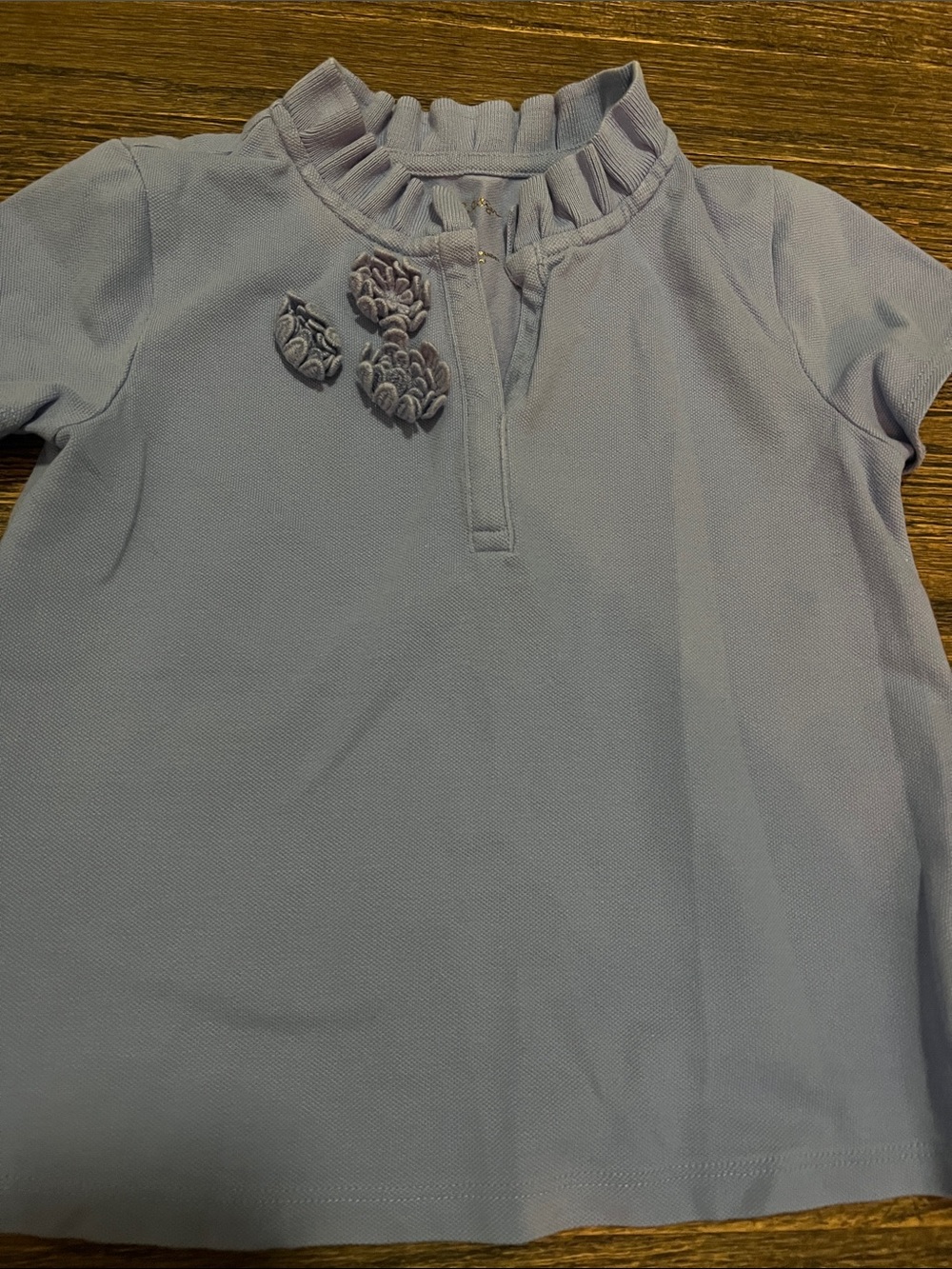 Lilly Pulitzer Girls' Light Lavender Ruffle Collar Tee